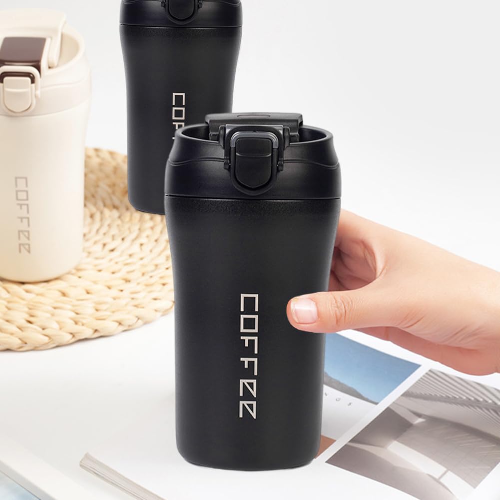 2-Pack 13.5oz Insulated Travel Coffee Mug Tumbler, Black and White Set G923964