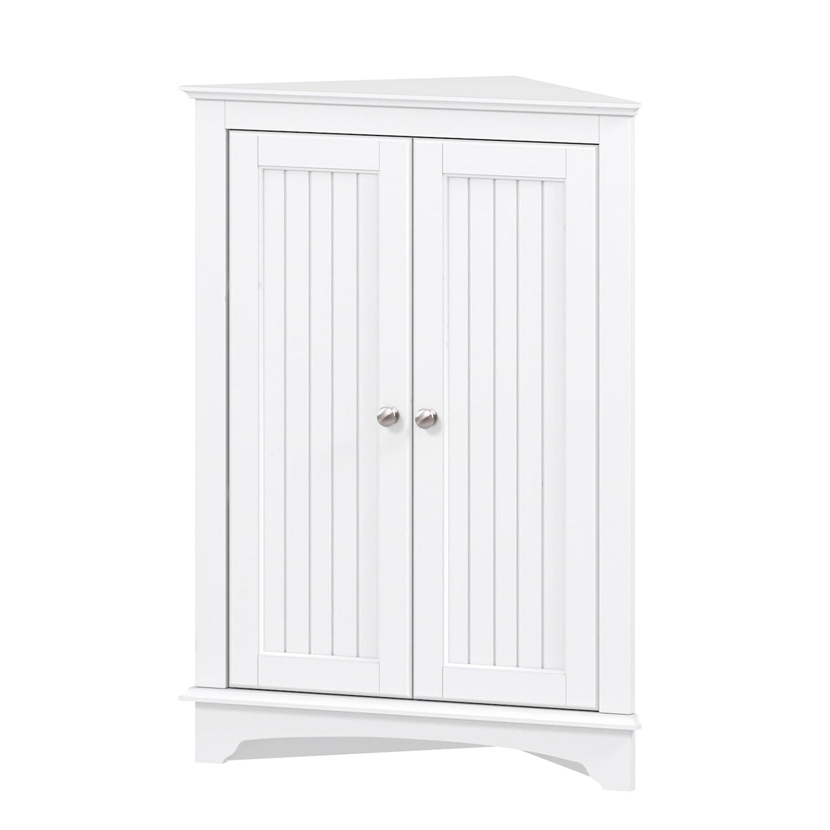 White Corner Bathroom Cabinet with Doors and Adjustable Shelf N4129