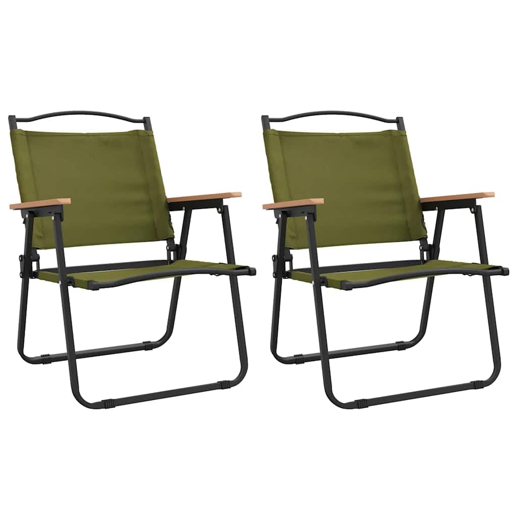 Foldable Camping Chairs 2 Pack Green Oxford Fabric F698032