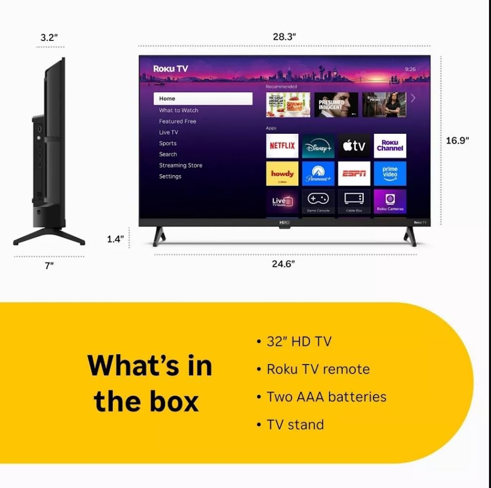 32" 720p HD Smart LED TV with Wi-Fi & Bluetooth Q967094