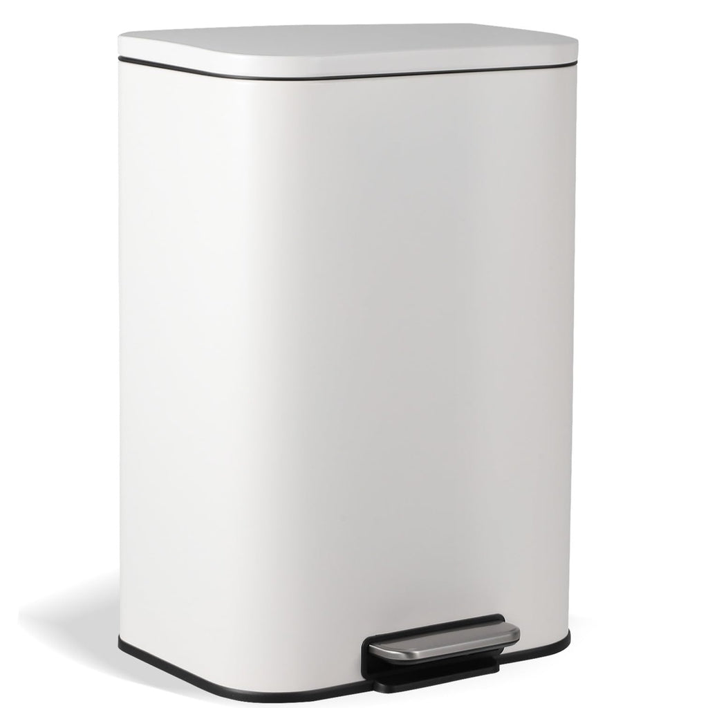 13.2 Gallon White Stainless Steel Step Trash Can I158392