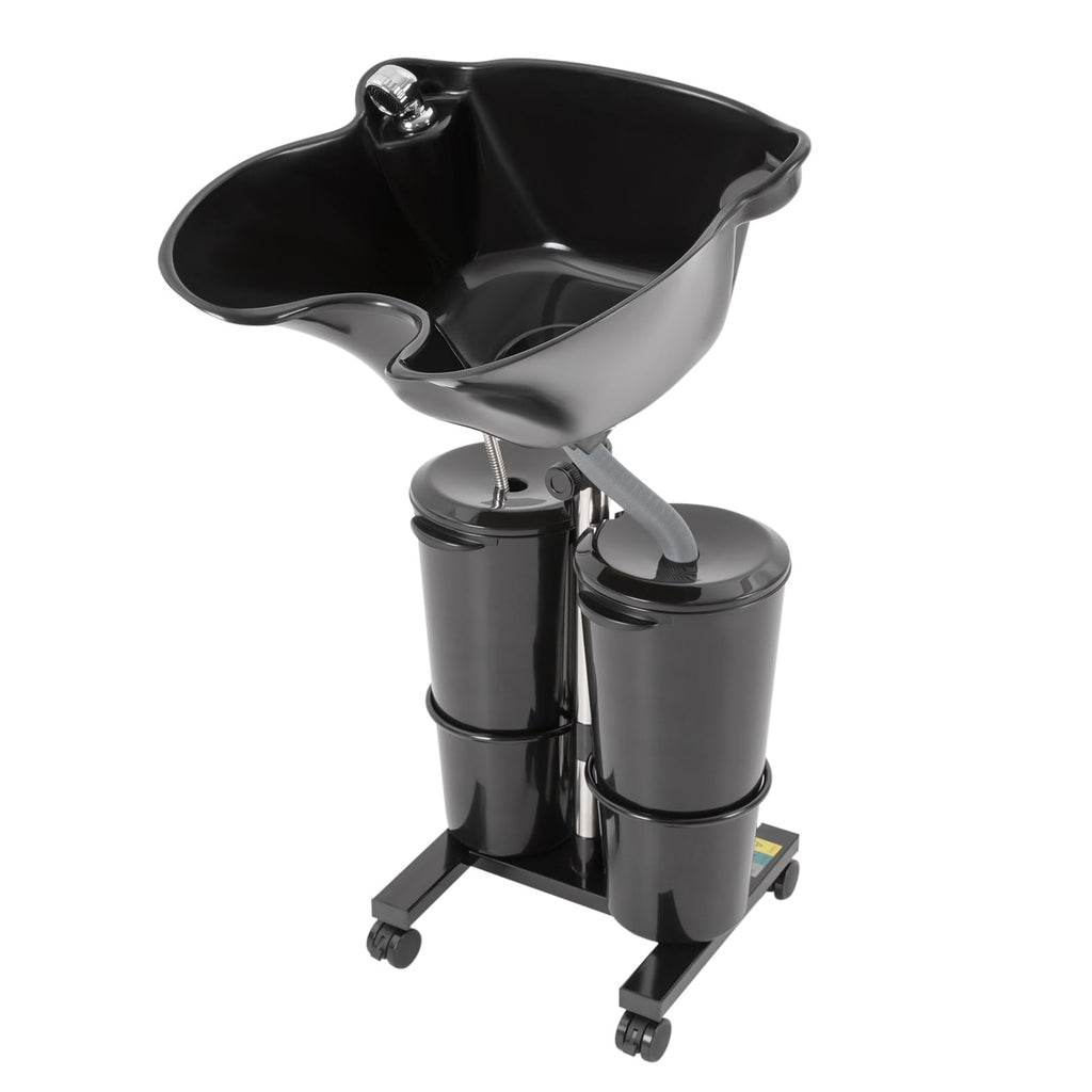 Portable Shampoo Bowl with Electric Pump, Adjustable Height, 2 Buckets, Black Z2048
