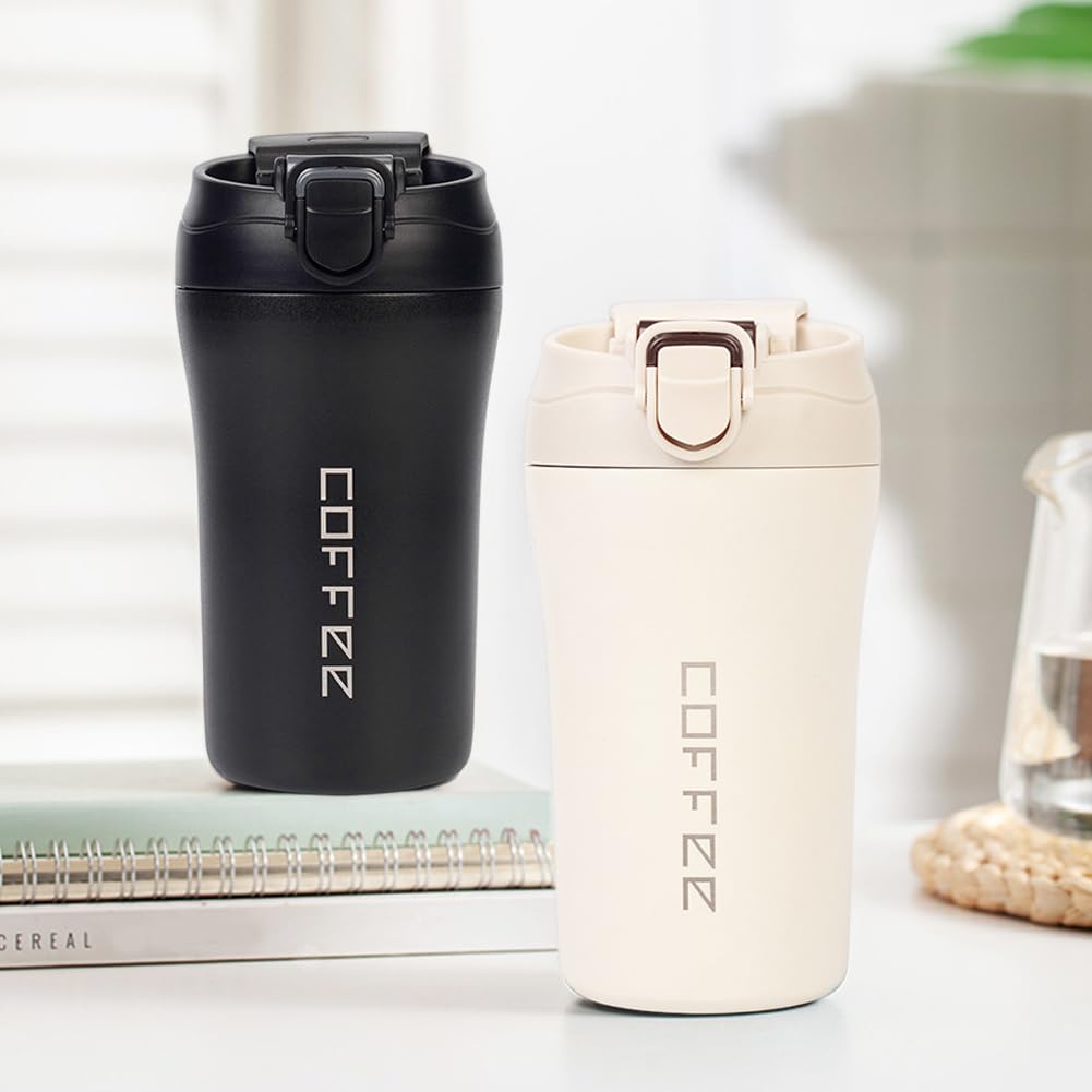 2-Pack 13.5oz Insulated Travel Coffee Mug Tumbler, Black and White Set G923964