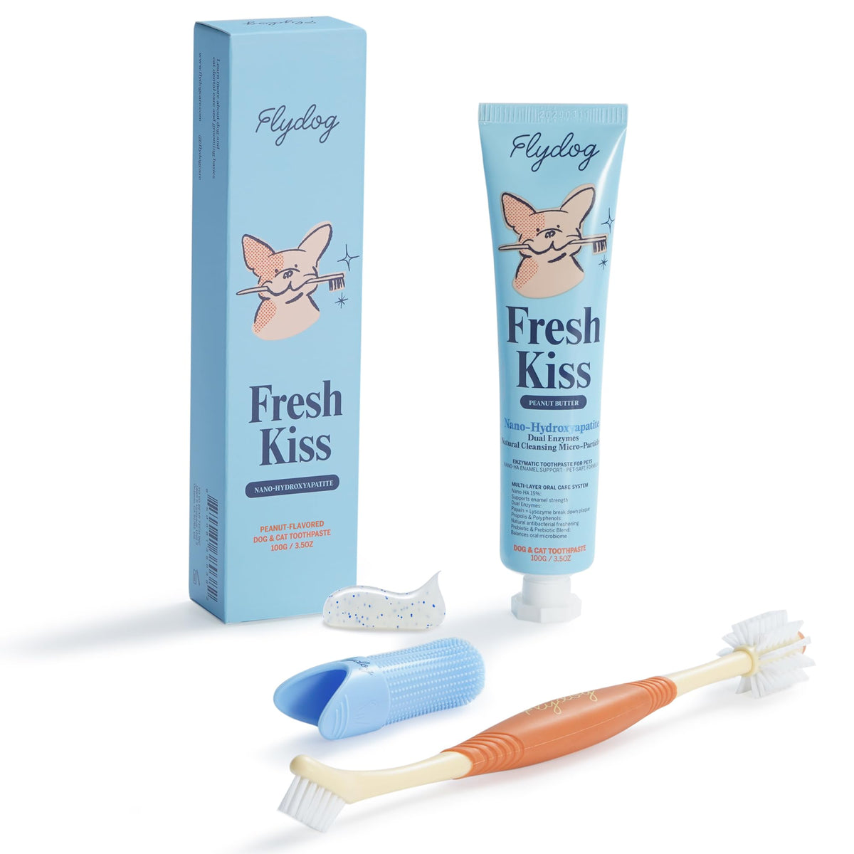 Dog Tooth Brushing Kit with 360° Toothbrush & Silicone Finger Brush L6881