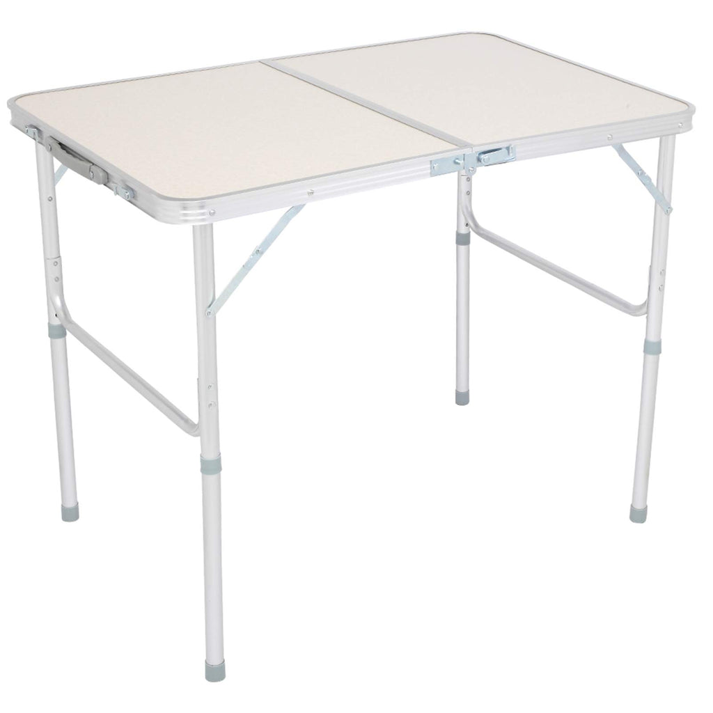 Folding Portable Camping Table 3 FT Aluminum White P27661