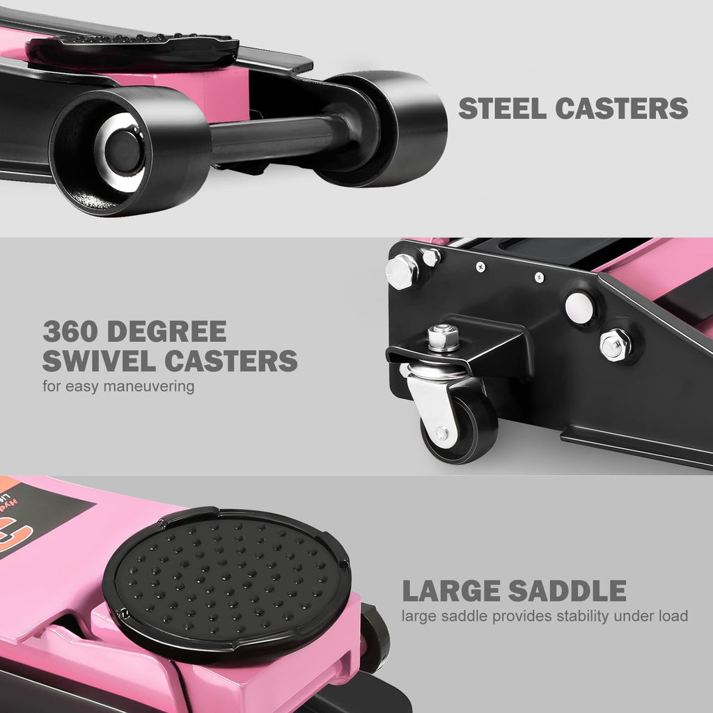 Low Profile Hydraulic Trolley Floor Jack 3 Ton Pink Z3708