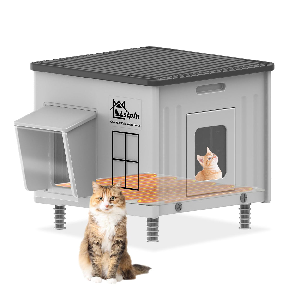 Heated Insulated Elevated Cat House X2756