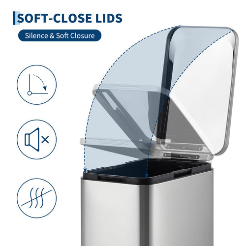 13 Gal Stainless Steel Step-On Kitchen Trash Can F3228