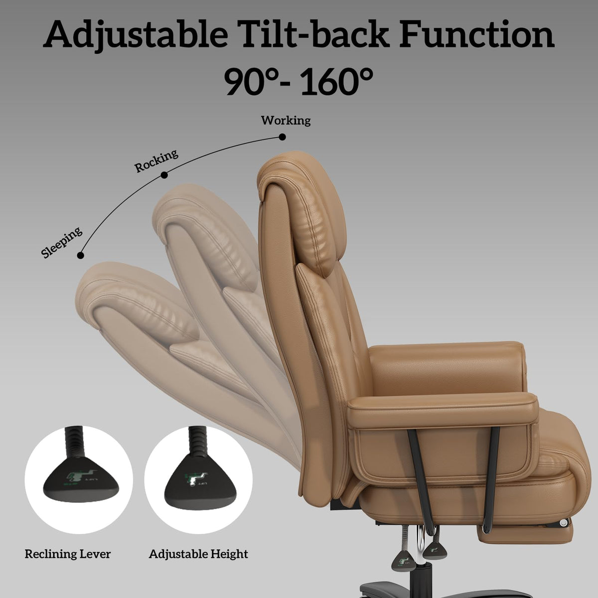 Brown Reclining Office Chair with Footrest B909626