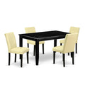 5 Piece Black Dining Table Set with 4 Faux Leather Chairs W380889