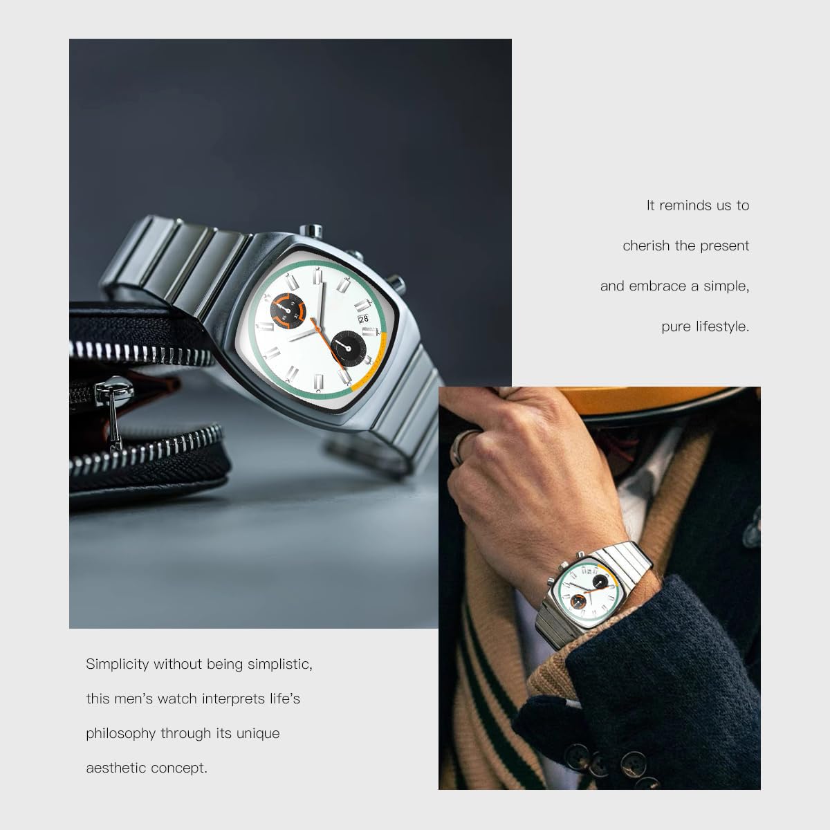 Mens Chronograph Stainless Steel Quartz Watch E185