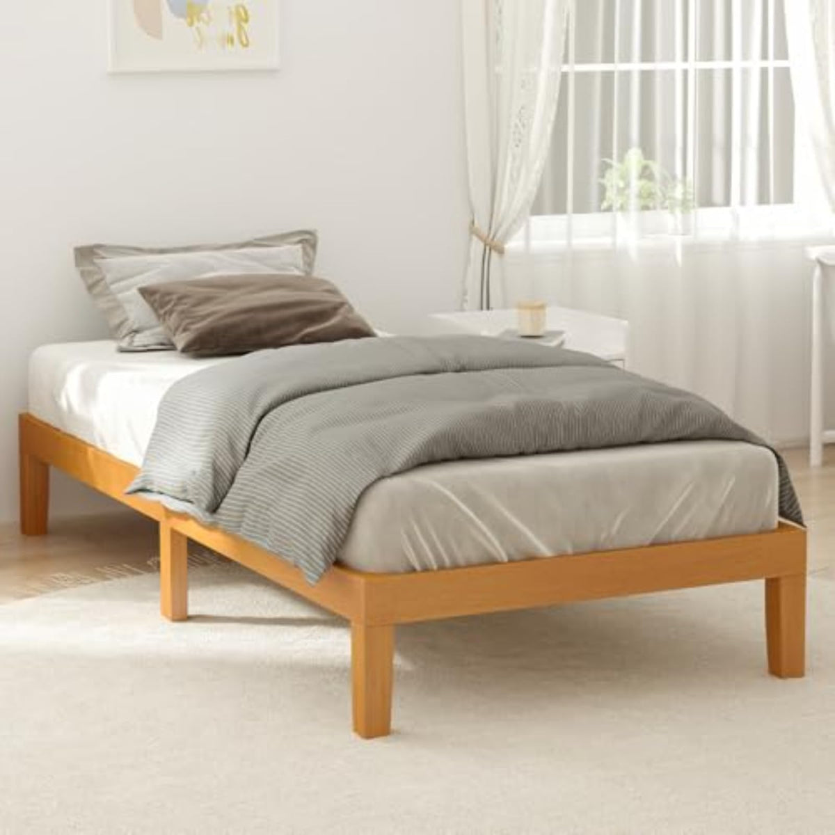Twin Size 12 Inch Wood Platform Bed Frame W533