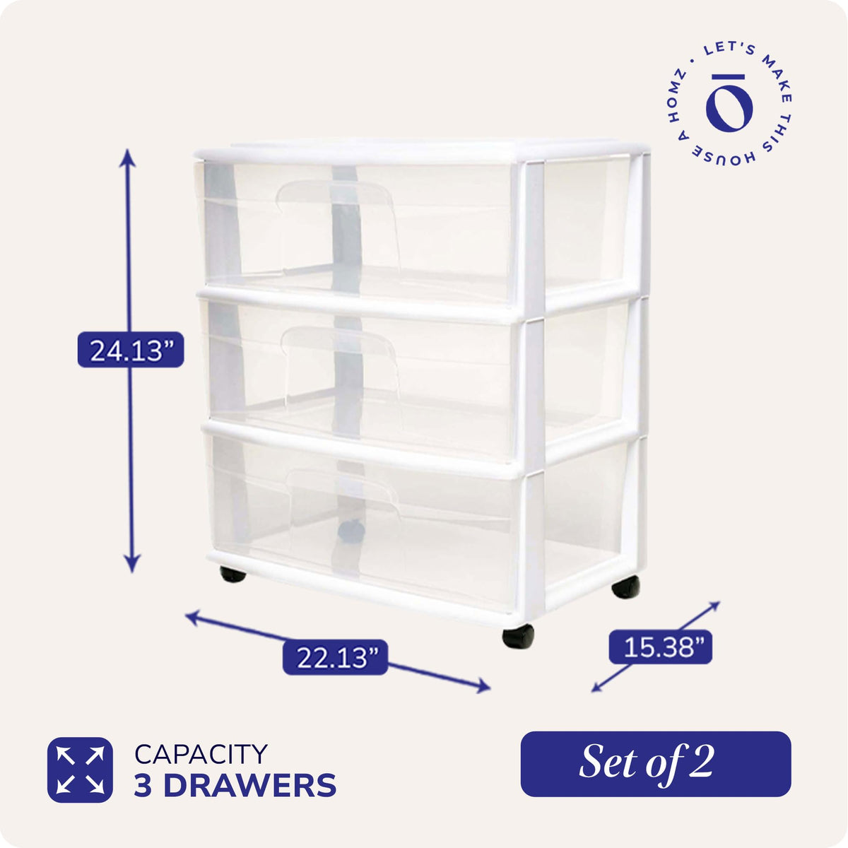 White 3-Tier Storage Cart 2 Pack T7475