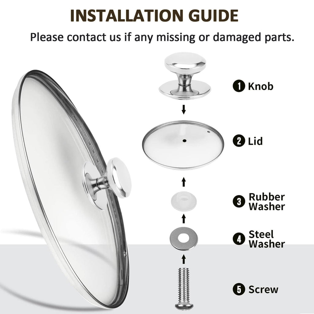 Glass Lids for Frying Pans, Pots, Cast Iron Pans I628