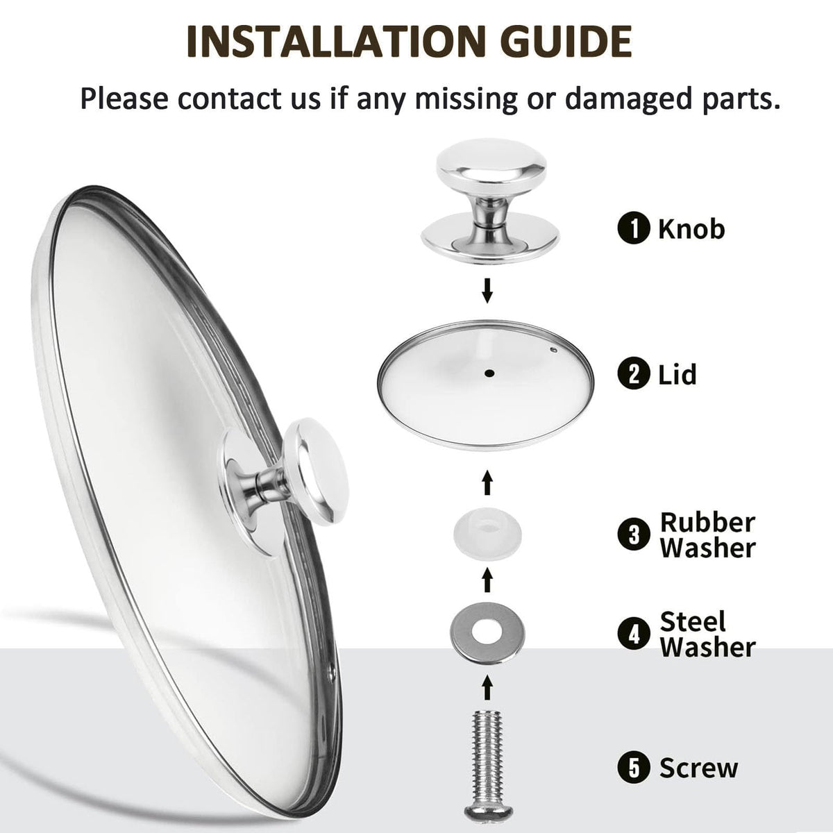 Glass Lids for Frying Pans, Pots, Cast Iron Pans I628