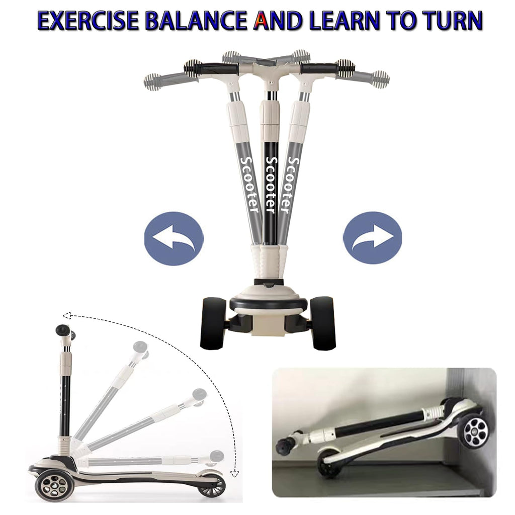 5 Adjustable Height Foldable Kick Scooter with 3 LED Light Wheels U911
