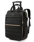 Black Rolling Puffer Backpack with Wheels H6369