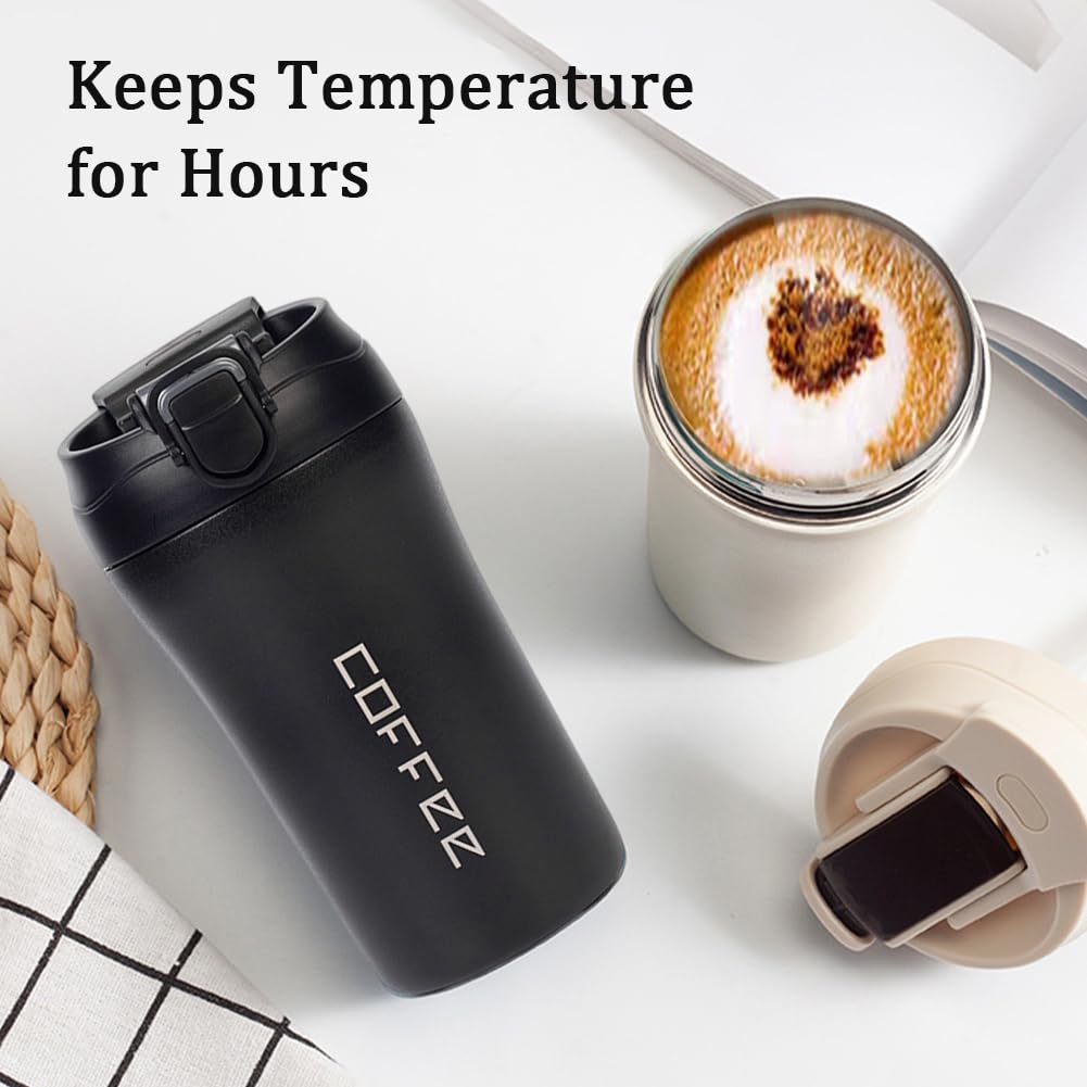 2-Pack 13.5oz Insulated Travel Coffee Mug Tumbler, Black and White Set G923964