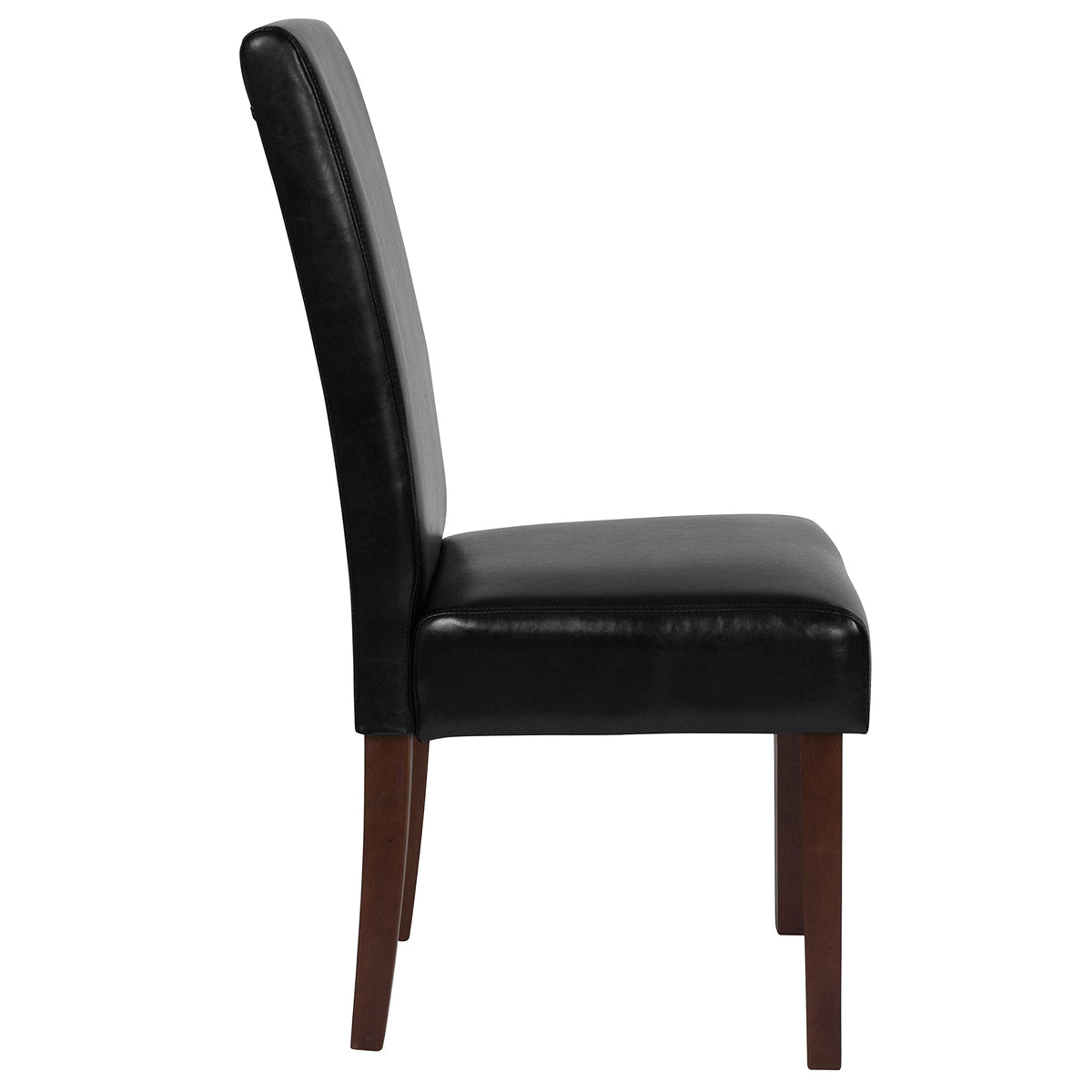 Black LeatherSoft Parsons Chair with Mahogany Legs G8525