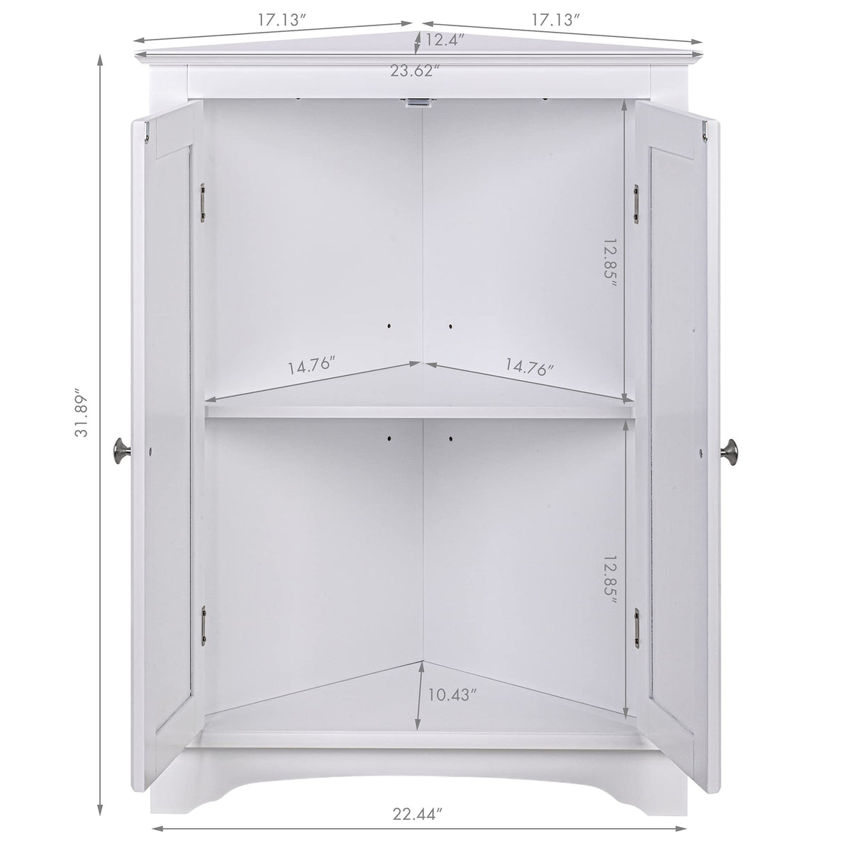 White Corner Bathroom Cabinet with Doors and Adjustable Shelf N4129