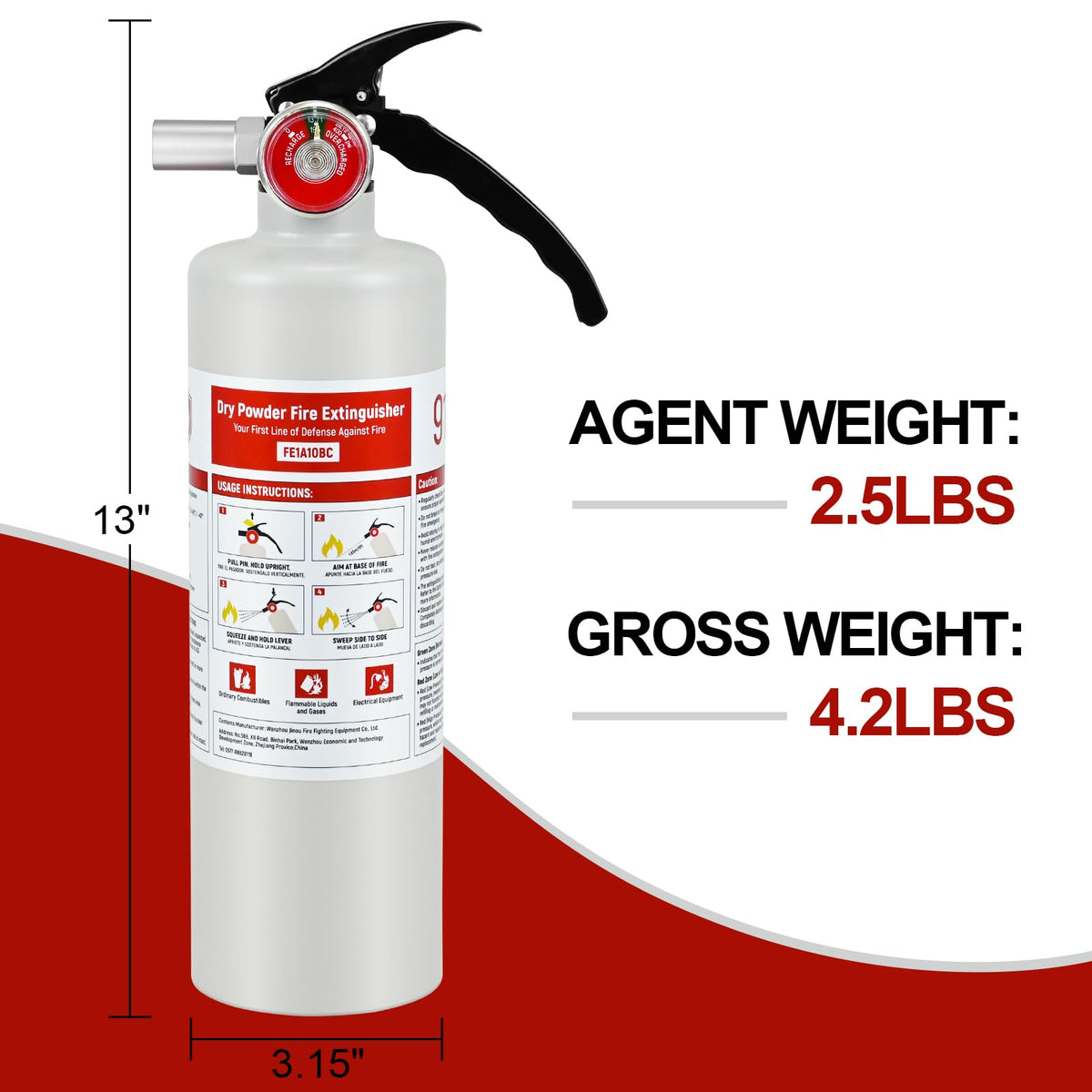 2.5 lb ABC Dry Chemical Fire Extinguisher V6244