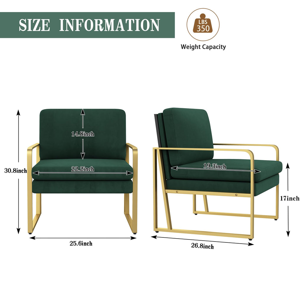 Velvet Accent Chair Set of 2 Green G9822