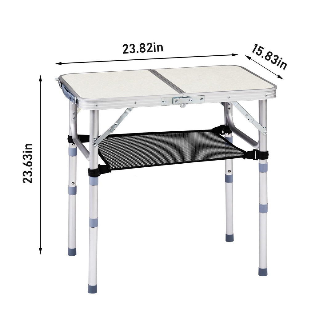 2ft Adjustable Aluminum Folding Camping Table with Carry Handle L26172