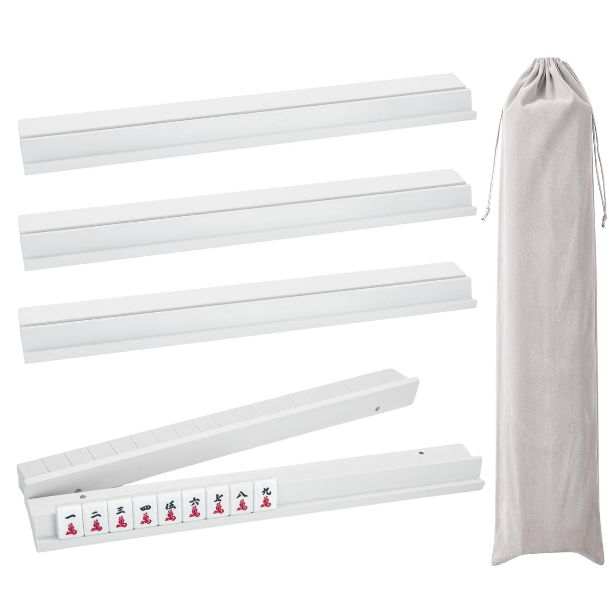 4PCS Wooden Mahjong Racks with Magnetic Pushers X247