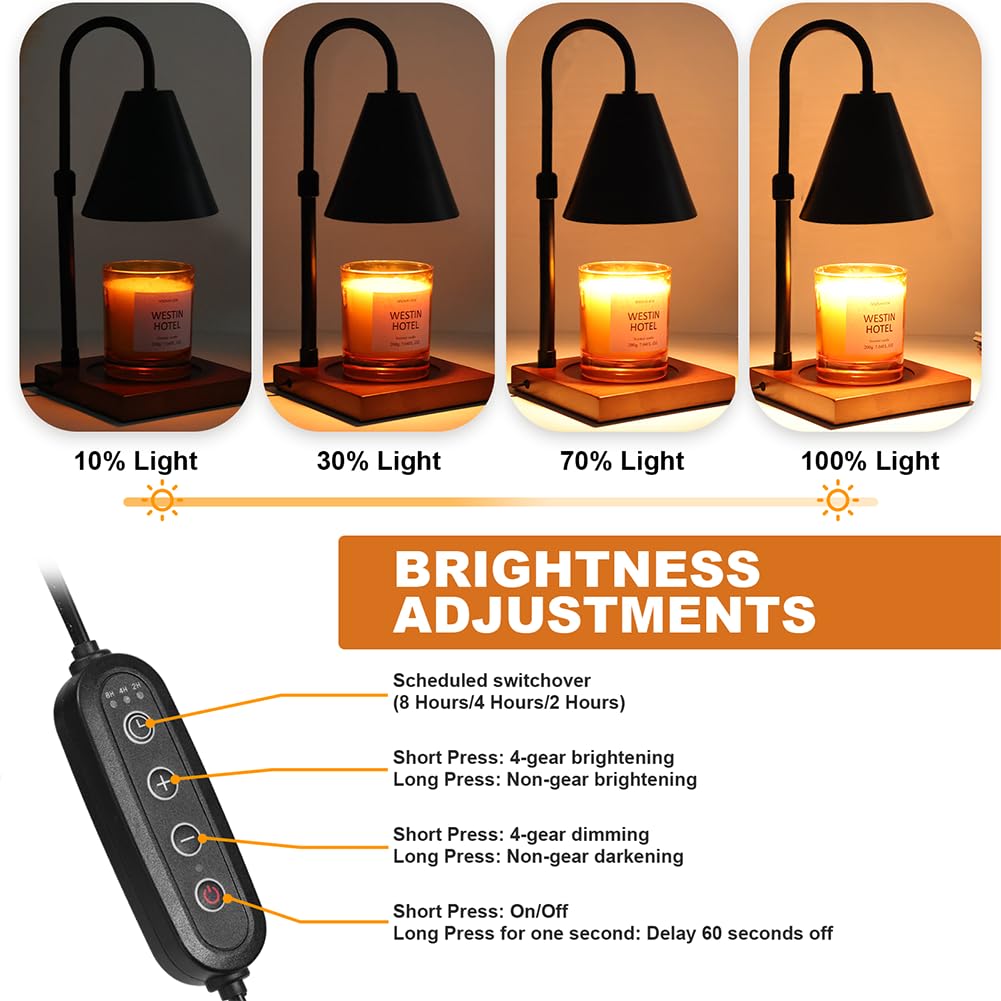 Candle Warmer Lamp with Timer, Adjustable Height Dimmable, 2 Bulbs Q3044