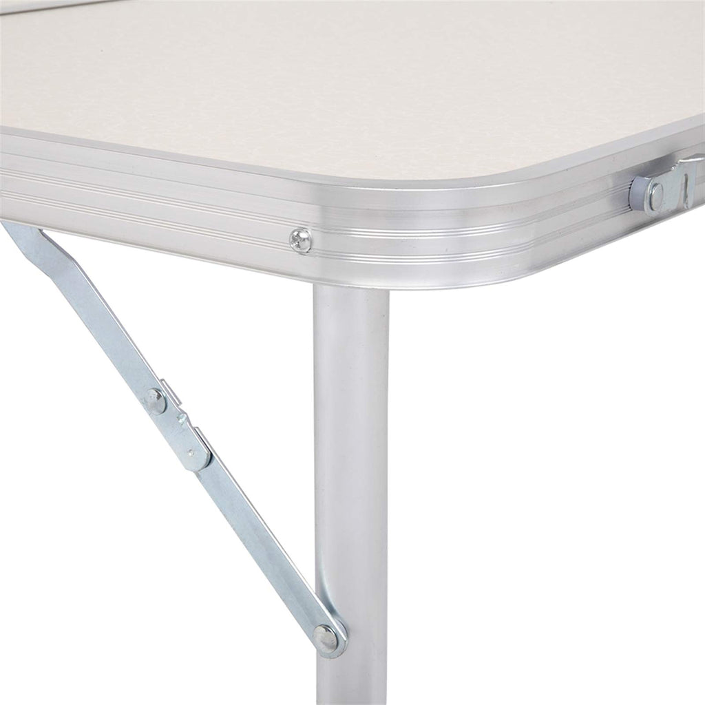 Folding Portable Camping Table 3 FT Aluminum White P27661