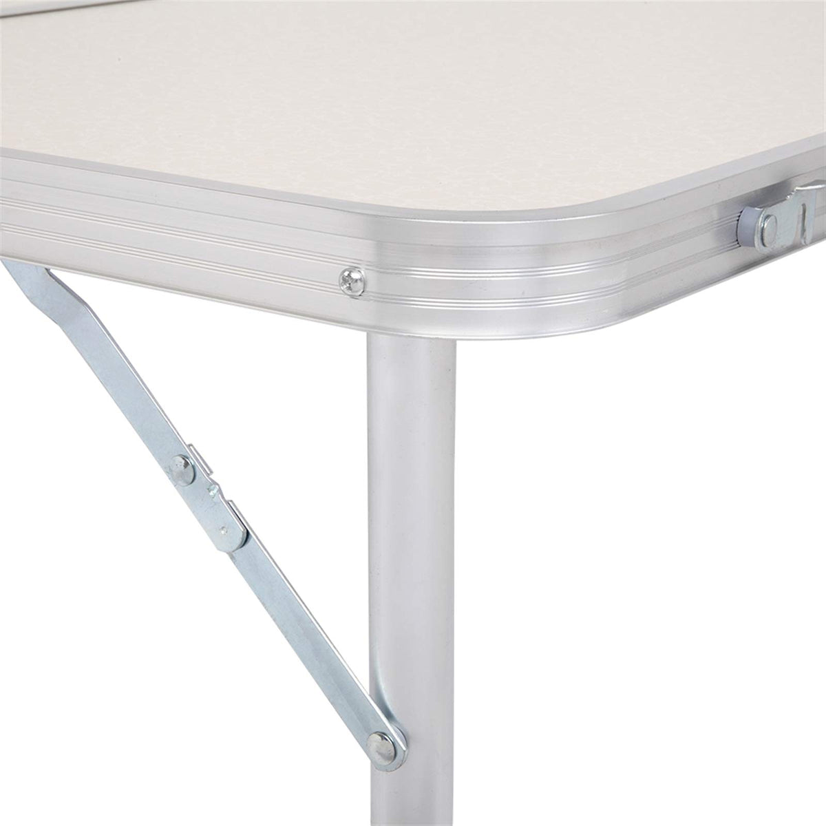Folding Portable Camping Table 3 FT Aluminum White P27661