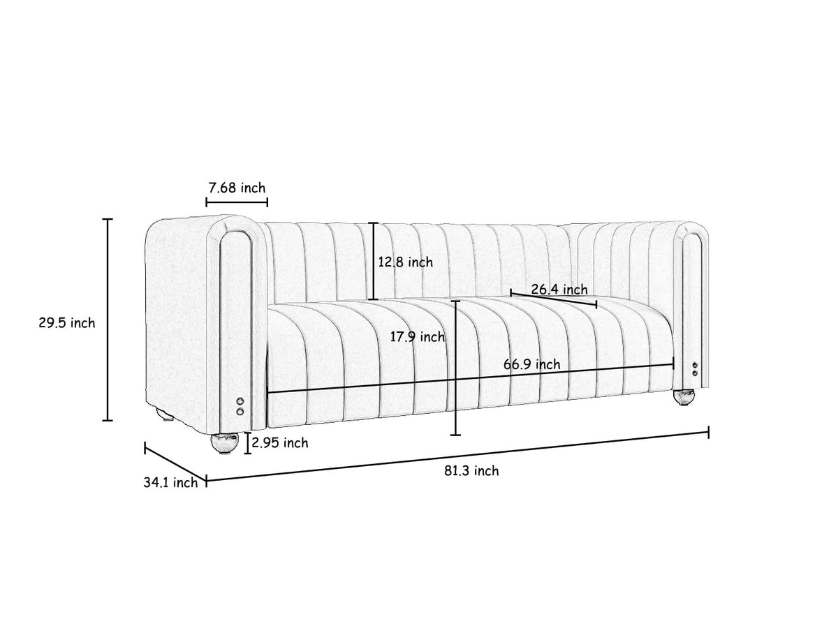 Orange Velvet Tufted 3-Seater Sofa P366