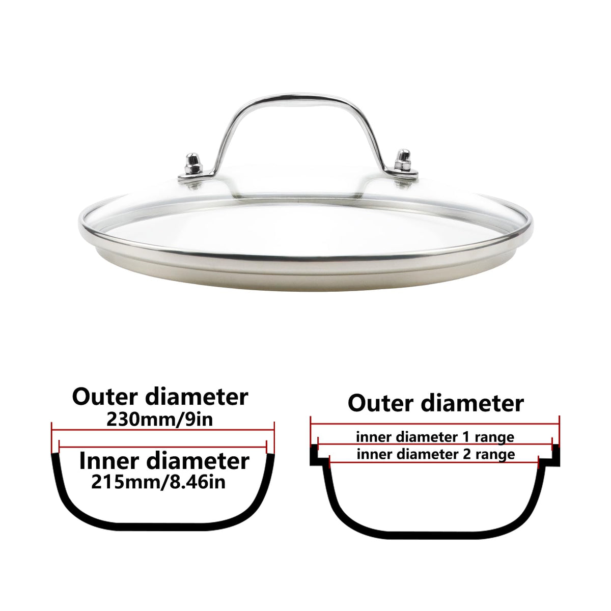 9" Universal Tempered Glass Lid Y806
