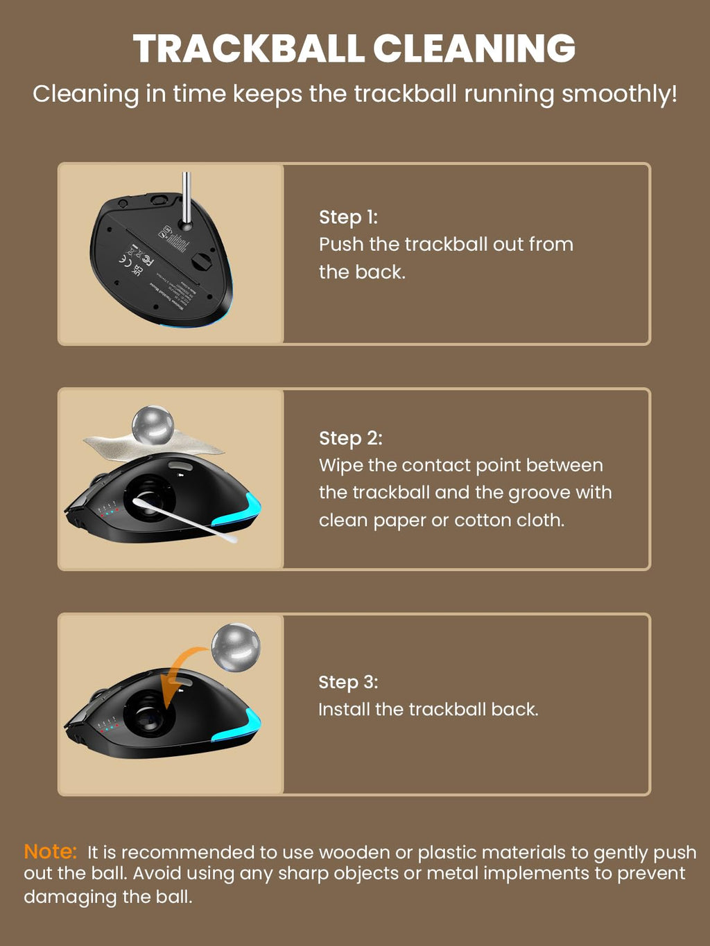 Ergonomic Wireless Trackball Mouse X4202