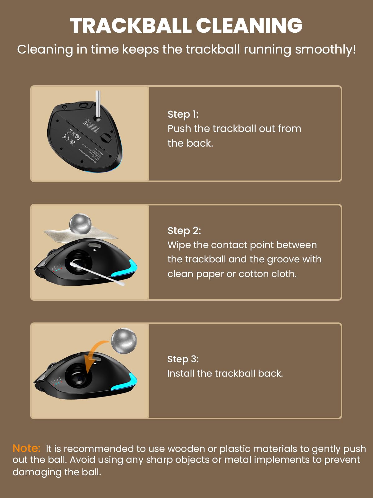 Ergonomic Wireless Trackball Mouse X4202