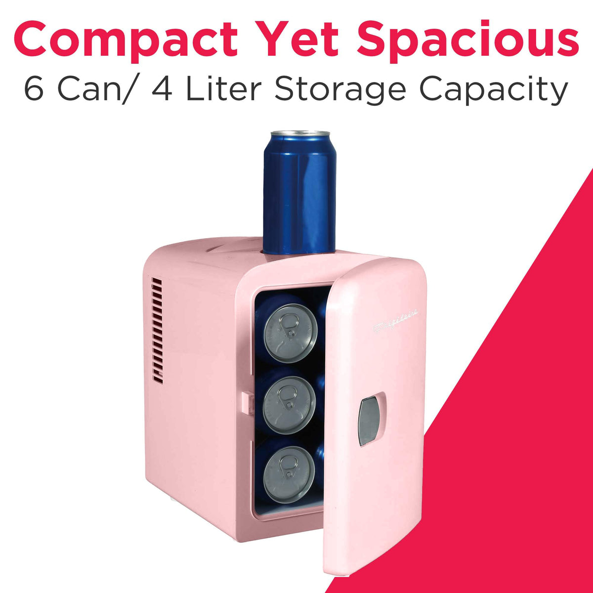 Mini Portable Compact Personal Fridge, 4 Liter Capacity, Pink D91241