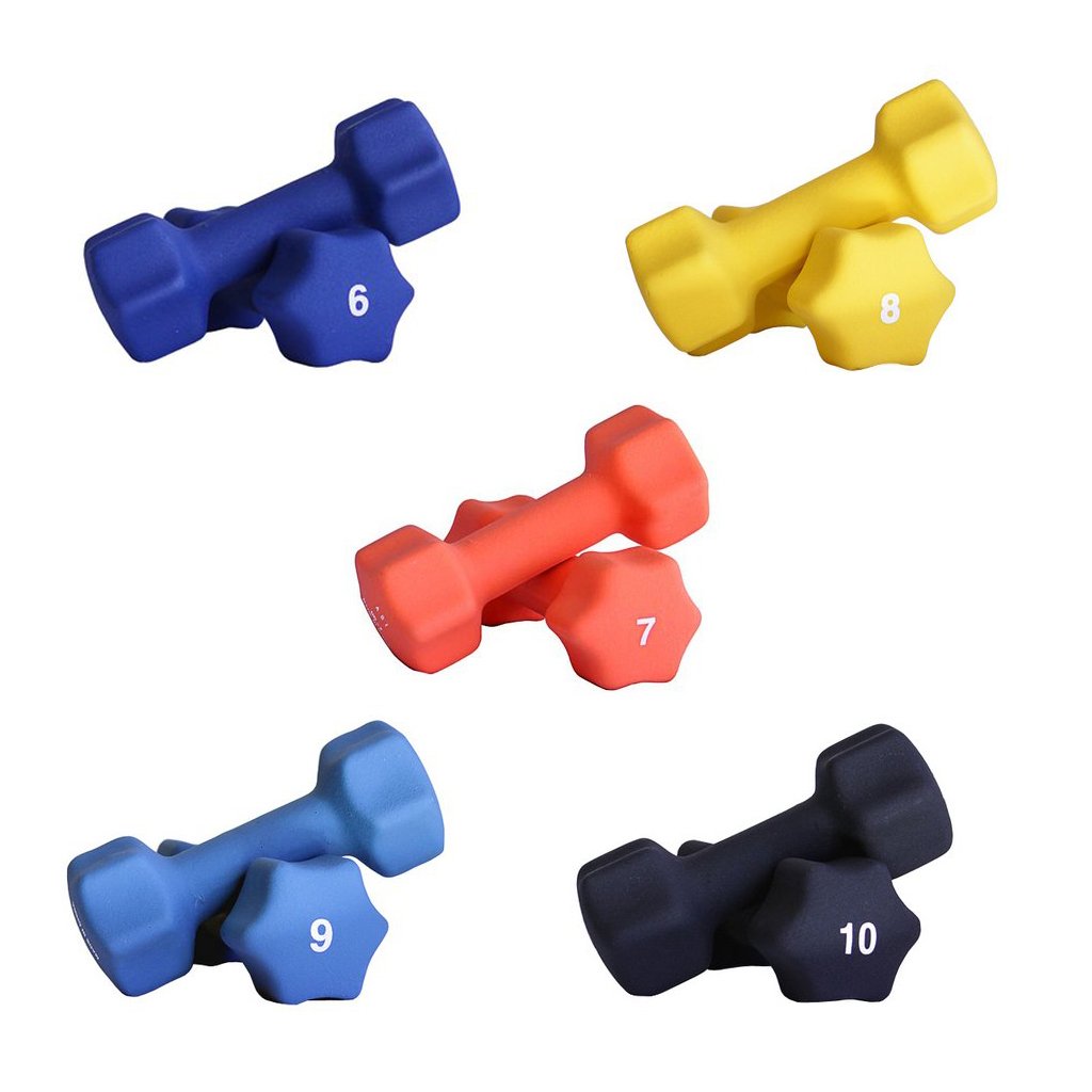 Neoprene Dumbbell Set with White Vertical Dumbbell Rack C387