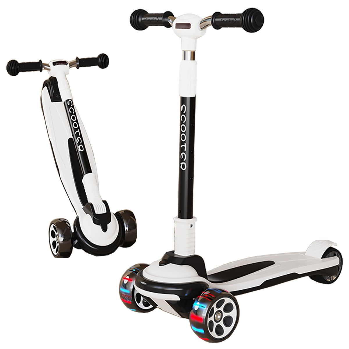 5 Adjustable Height Foldable Kick Scooter with 3 LED Light Wheels U911