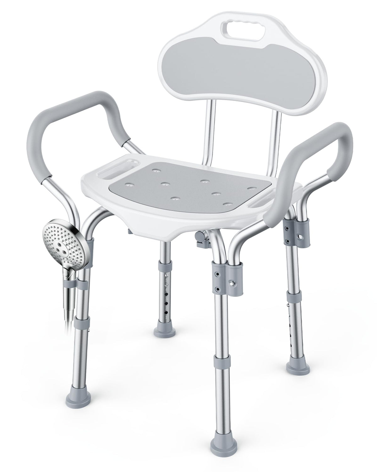 Adjustable Grey Shower Chair with Suction Feet W6788
