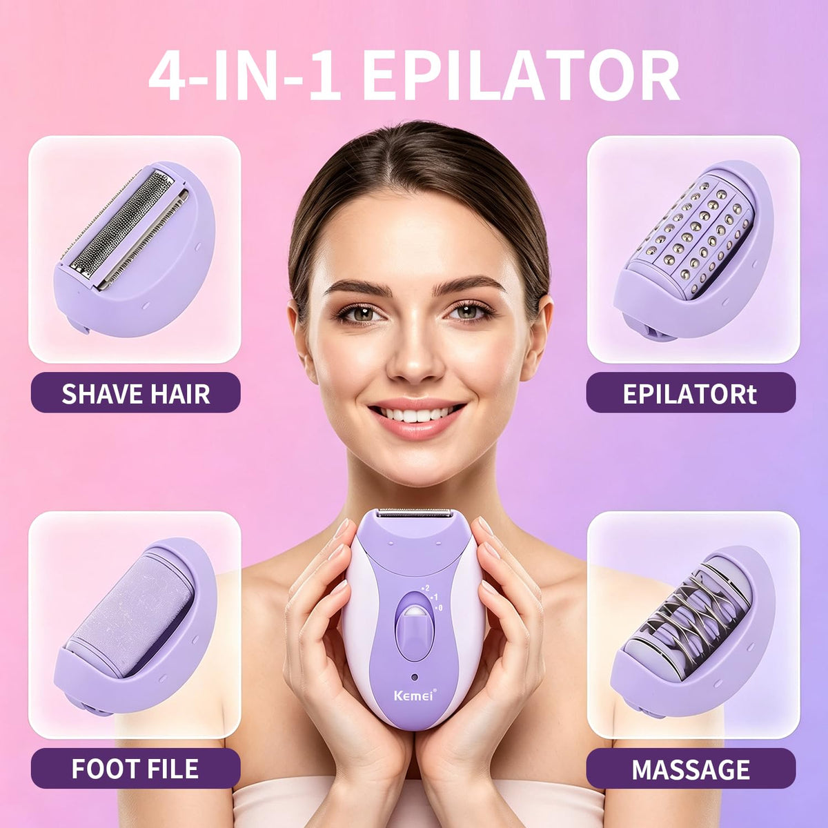 4-in-1 Women's Epilator Hair Remover A5040