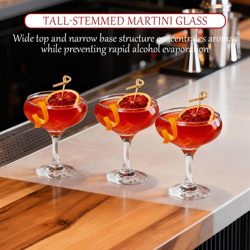 Clear 5.07 oz Stemmed Cocktail Glasses Set of 6 E946