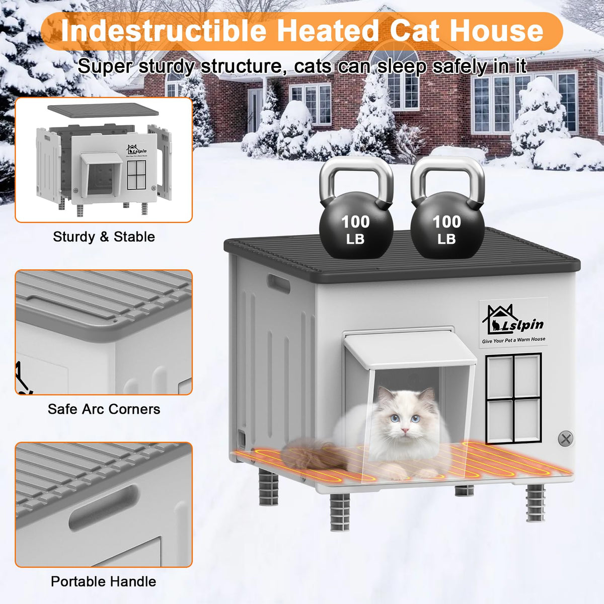 Heated Insulated Elevated Cat House X2756