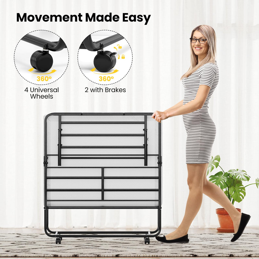 Twin Folding Bed with Memory Foam Mattress T410522