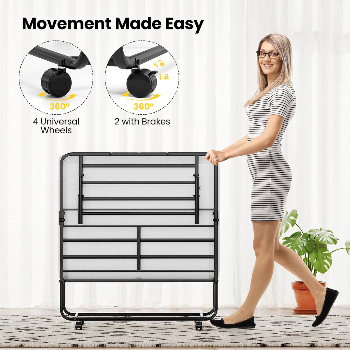 Twin Folding Bed with Memory Foam Mattress T410522
