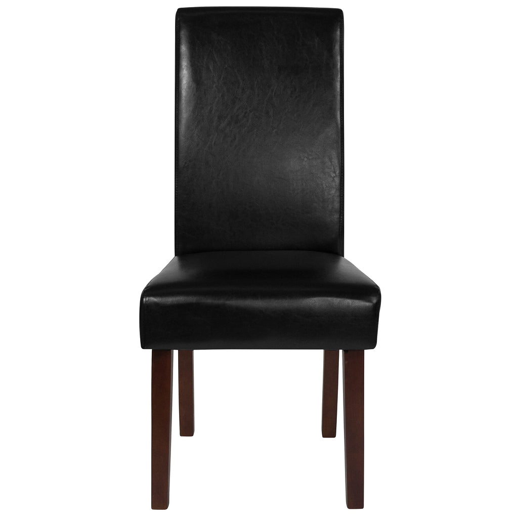 Black LeatherSoft Parsons Chair with Mahogany Legs G8525