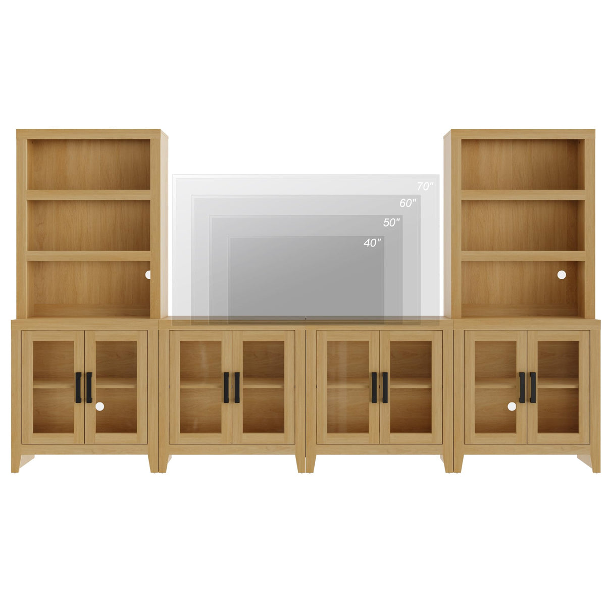 Oak Modular TV Stand with Bookshelves O347891