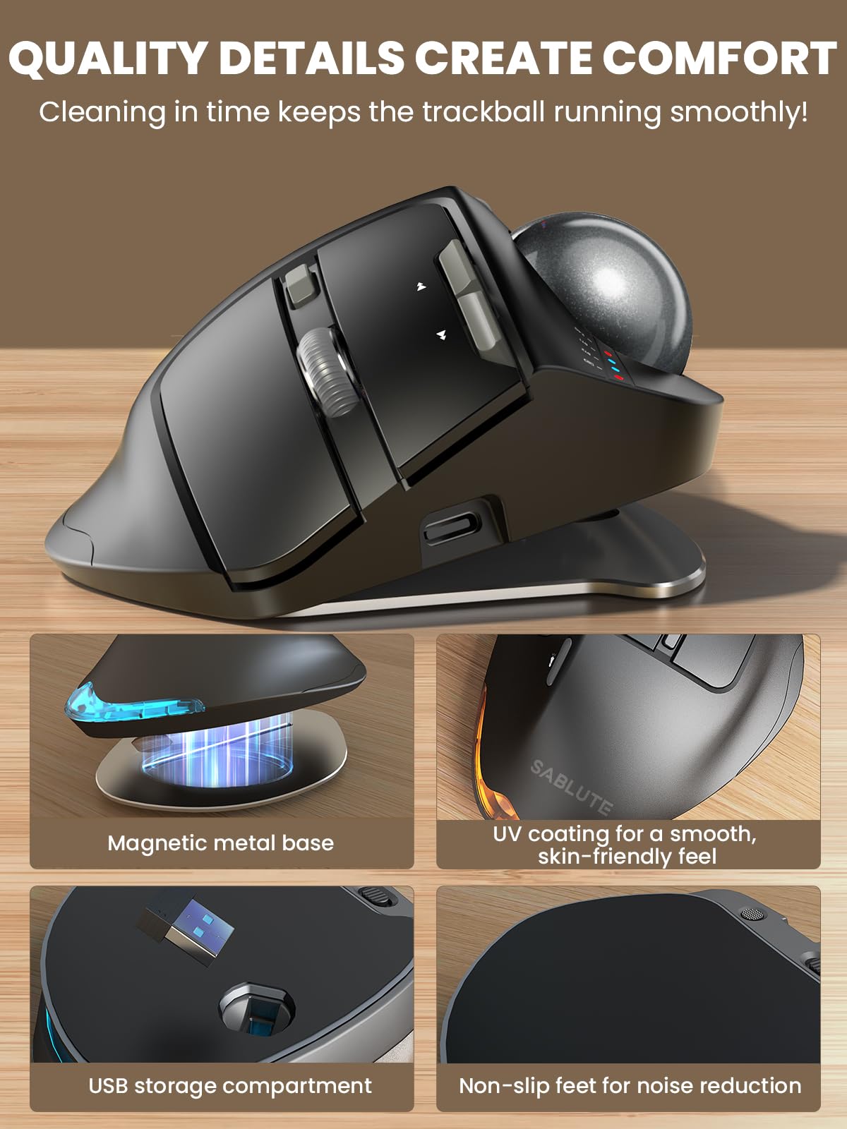Ergonomic Wireless Trackball Mouse X4202