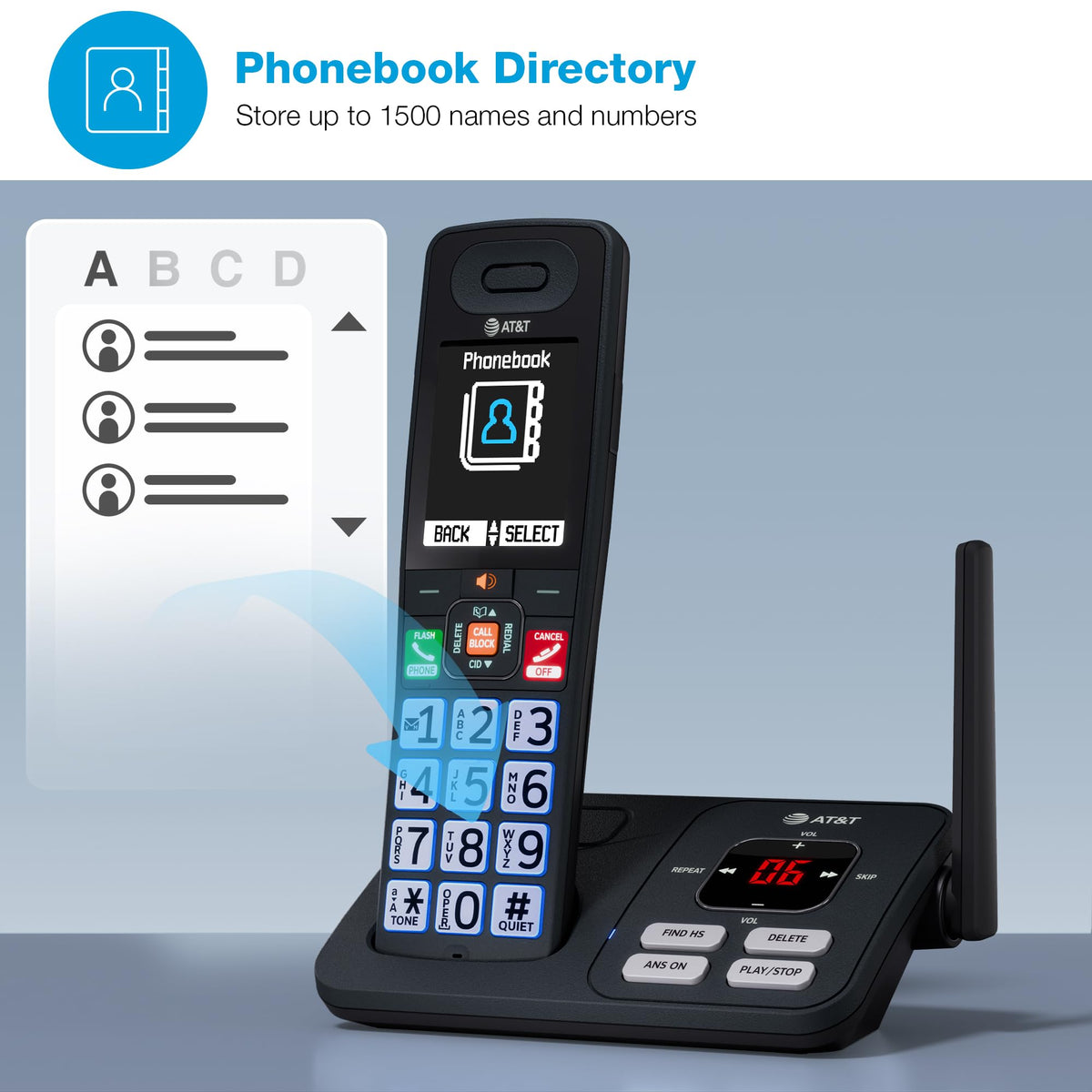3 Handsets Cordless Phone with Answering System I43158