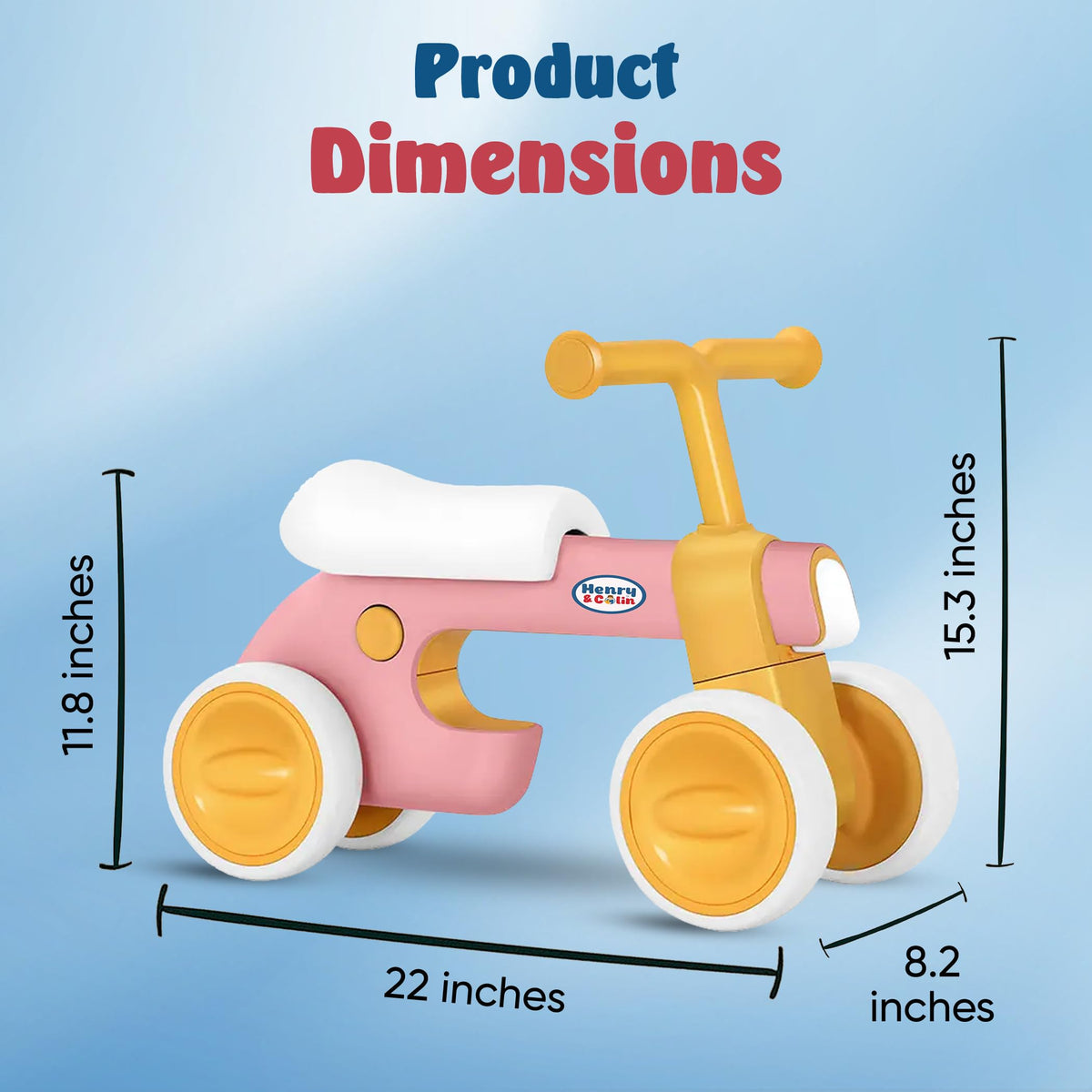 4 Wheel Toddler Balance Bike with Lights Music Soft Seat Pink Q594477