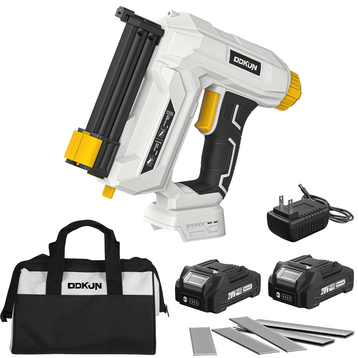 2-in-1 Cordless Brad Nailer Staple Gun with 2 batteries & Charger J904